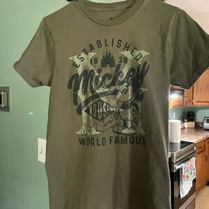 Official Disney Park Men's Olive Green Mickey Mouse T-Shirt